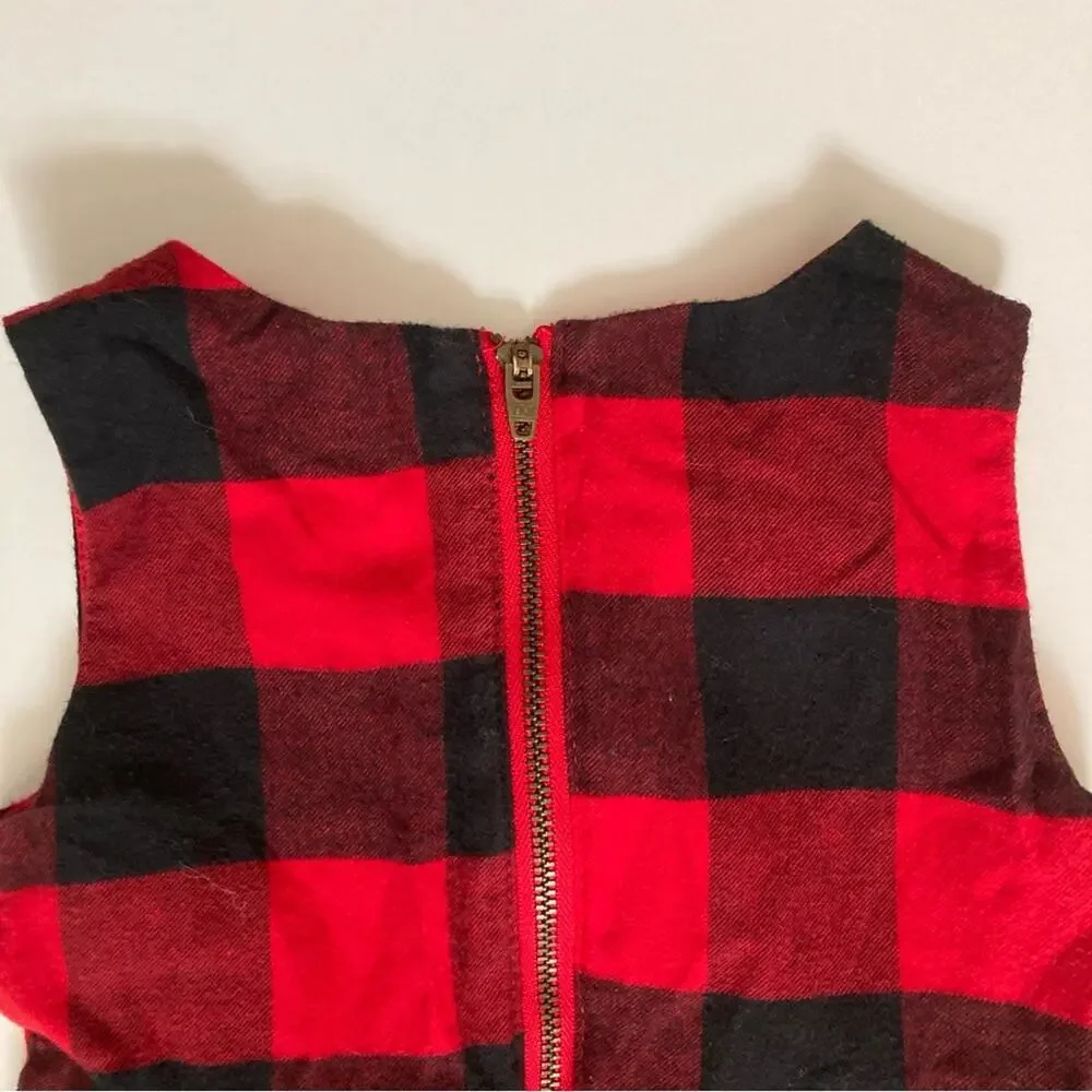 Carter’s Holiday Red Black Buffalo Plaid Tie Front Sleeveless Formal Dress